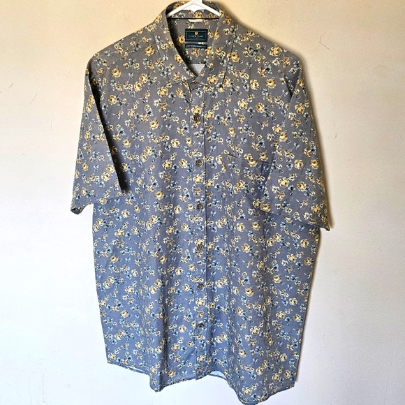 NWOT Linen Club Studio Floral Button Down Short Sleeve Shirt  - Size XL - Picture 1 of 10